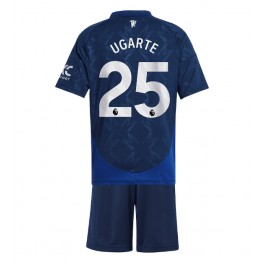 Manchester United Manuel Ugarte #25 Uit tenue Kids 2024-25 Korte Mouw (+ Korte broeken)